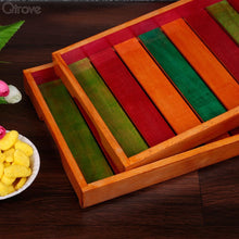 Elegant Multi Coloured Wooden Tray (Set of 2)
