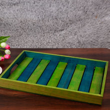 Elegant Green and Blue Coloured Wooden Serving Tray