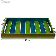Elegant Green and Blue Coloured Wooden Serving Tray