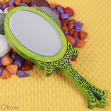 Green Wooden Small Oval Royal Hand Mirror