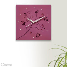 Hand Painted Purple Wooden  Wall Clock