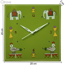 Hand Painted Green Wooden Wall Clock