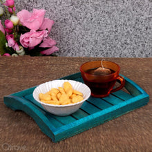 Elegant Blue Wooden Serving Tray