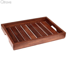 Handcrafted Sheesham Wood Brown Tray (Set of 2)