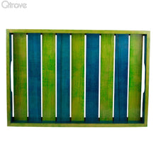 Elegant Green and Blue Coloured Wooden Serving Tray