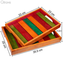 Elegant Multi Coloured Wooden Tray (Set of 2)