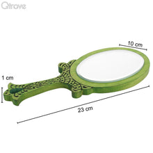 Green Wooden Small Oval Royal Hand Mirror