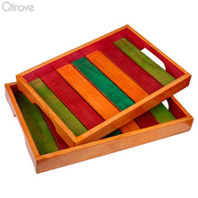 Elegant Multi Coloured Wooden Tray (Set of 2)