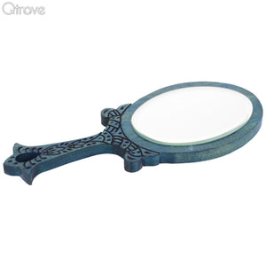 Blue Wooden Small Oval Royal Hand Mirror