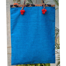 Handmade Cotton Tote Bag in Blue With String Handles