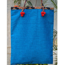 Handmade Cotton Tote Bag in Blue With String Handles