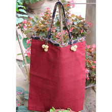 Handmade Cotton Tote Bag in Red With String Handles