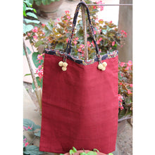 Handmade Cotton Tote Bag in Red With String Handles