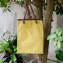 Handmade Cotton Tote Bag in Yellow With String Handles
