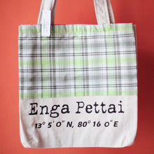 Enga Pettai Tote Bag With Light Green & Grey Checks