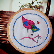Hand Embroidery Pink & Blue Birds Of Togetherness