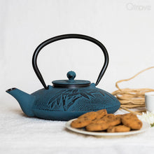 Bamboo Blue Cast Iron Tea Pot