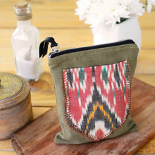 Hand Stitched Olive Ikat Back Pocket