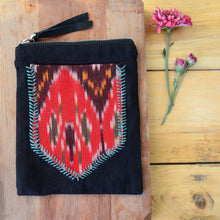 Hand Stitched Black Ikat Back Pocket Pouch