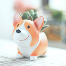 Cute Corgi Dog Standing Resin Succulent Pot