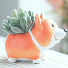 Cute Corgi Dog Standing Resin Succulent Pot