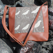 Dabu Print Faux Leather Dunnock Print Satchel (Matt Brown & Grey)