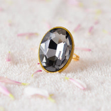 Handcrafted Black Crystal Statement Ring