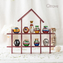 Hand Painted Wooden Wall Frame With 9 pots