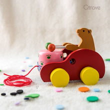 Handcrafted Wooden Bear Pulling Drums