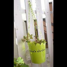 Green Cut-Work Hanging Planter With Chain