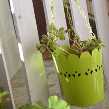 Green Cut-Work Hanging Planter With Chain