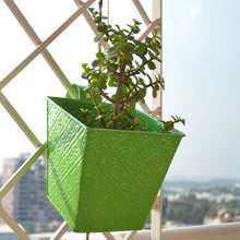 Embossed Square Green Railing Planters
