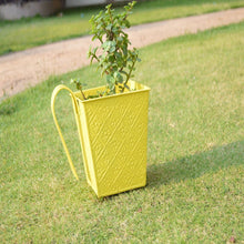 Embossed Square Yellow Railing Planters