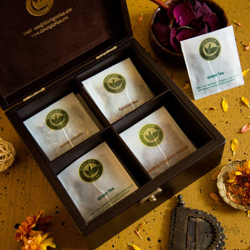 4 Partition Wooden Chest (24 Tea Bags)
