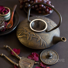 Bamboo Gold Cast Iron Tea Pot