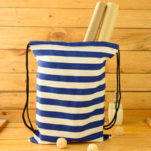 Blue And White Cotton Drawstring Bags