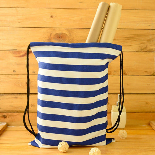 Blue And White Cotton Drawstring Bags