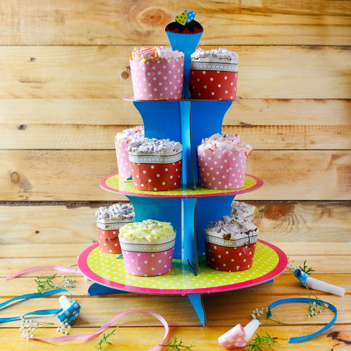 Blue And Yellow Cupcake Party Stand
