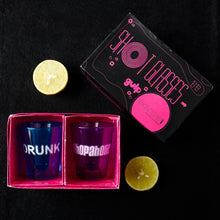 Drunk & Shopaholic shot glasses