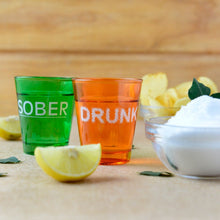 Drunk & Sober shot glasses (orange and green)