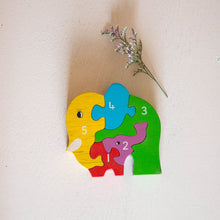 Eco-Friendly Wooden Elephant Family Puzzle