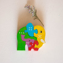 Eco-Friendly Wooden Elephant Family Puzzle