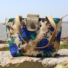 Handcrafted Floral Print Flap Shoulder Bag