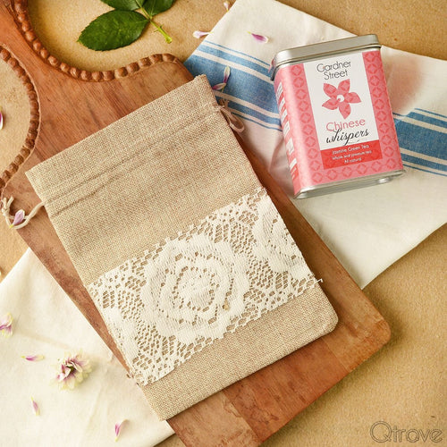 Chinese Whispers Green Tea with Lace Jute Bag