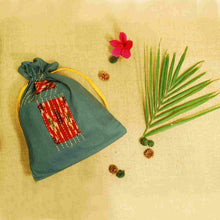 Handcrafted Ikat Potli (Steel Blue)