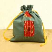 Handcrafted Ikat Potli (Steel Blue)
