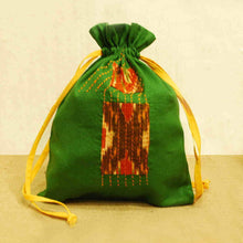 Handcrafted Ikat Potli (Vibrant Green)