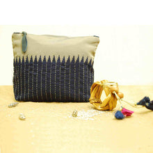 Handcrafted Vintage Blue Silk Clutch