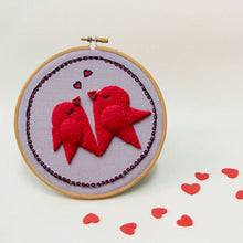 Hand Embroidery Heart Bird Wall Decor