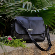 Handcrafted Faux Leather Women's Black Sling Bag